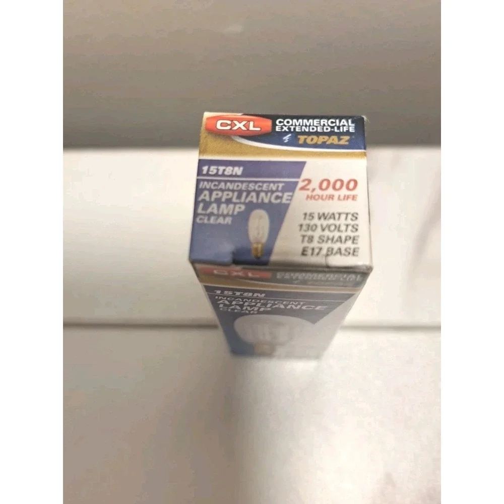 TOPAZ CXL Incandescent Applicance Lamp Clear 15W 130V T8 Shape E17 Base Lot of 3